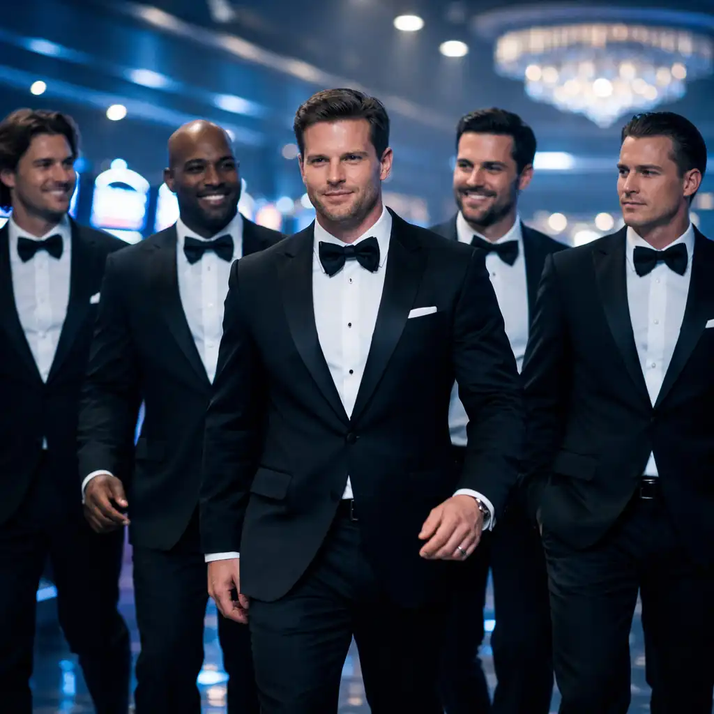 Ocean's Eleven heist crew walking through casino